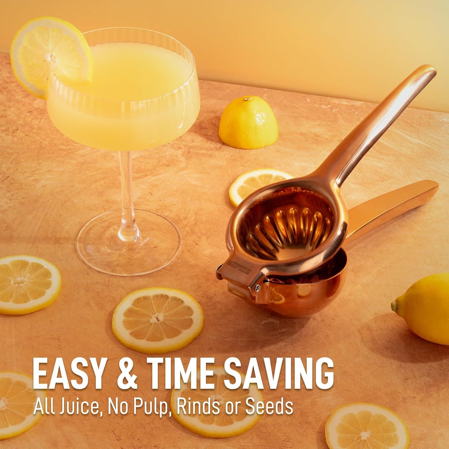 Zulay Extra Large Lemon Squeezer Stainless Steel - Easy Squeeze Heavy Duty Lemon Juicer Hand Press - Ergonomic Citrus Squeezer & Fruit Juicer for Small Oranges, Lemons, & Limes