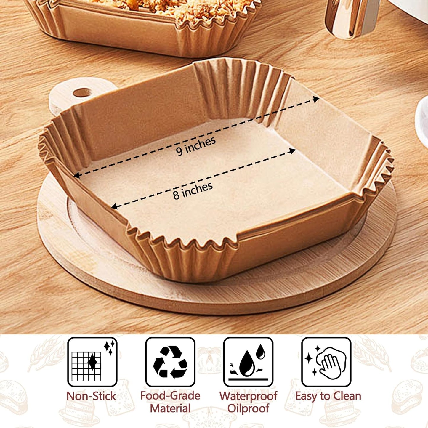 9 Inch Air Fryer Liners Disposable, 125 Pack Parchment Paper Sheets for Air Fryer Basket, Non-Stick, Disposable, Unbleached, Heat Resistant, Fits 5-8 QT Air Fryers, Oil-Free & Healthy Cooking