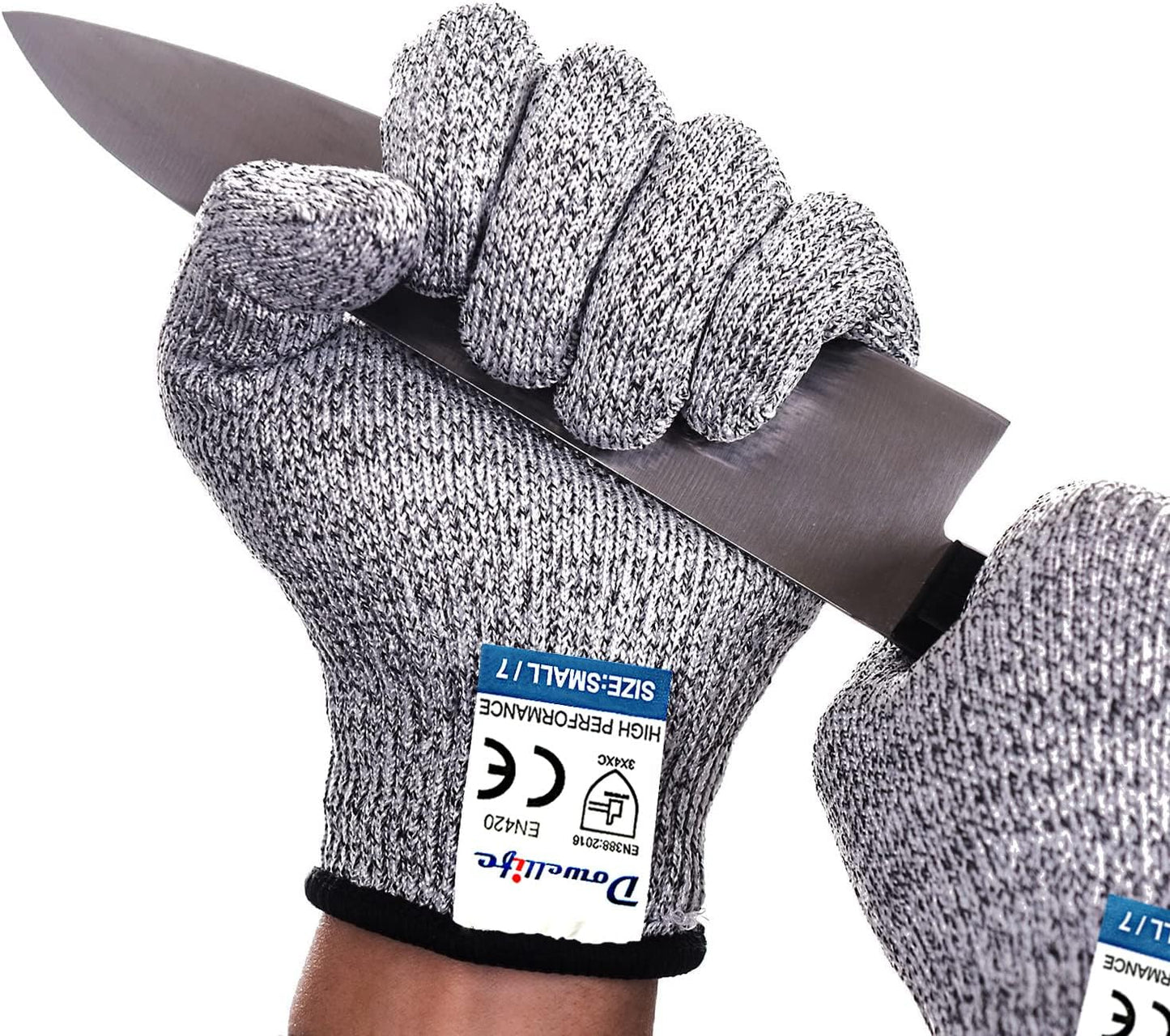 Dowellife Cut Resistant Gloves Food Grade Level 5 Protection, Safety Kitchen Cuts Gloves for Oyster Shucking, Fish Fillet Processing, Mandolin Slicing, Meat Cutting and Wood Carving. (X-Large)