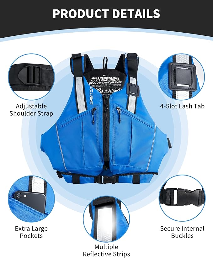 Owntop Swim Vest for Adults | Unrestricted Arm Movement | Extra-Large Pockets | Super-Thin | Kayak, Boating, Fishing