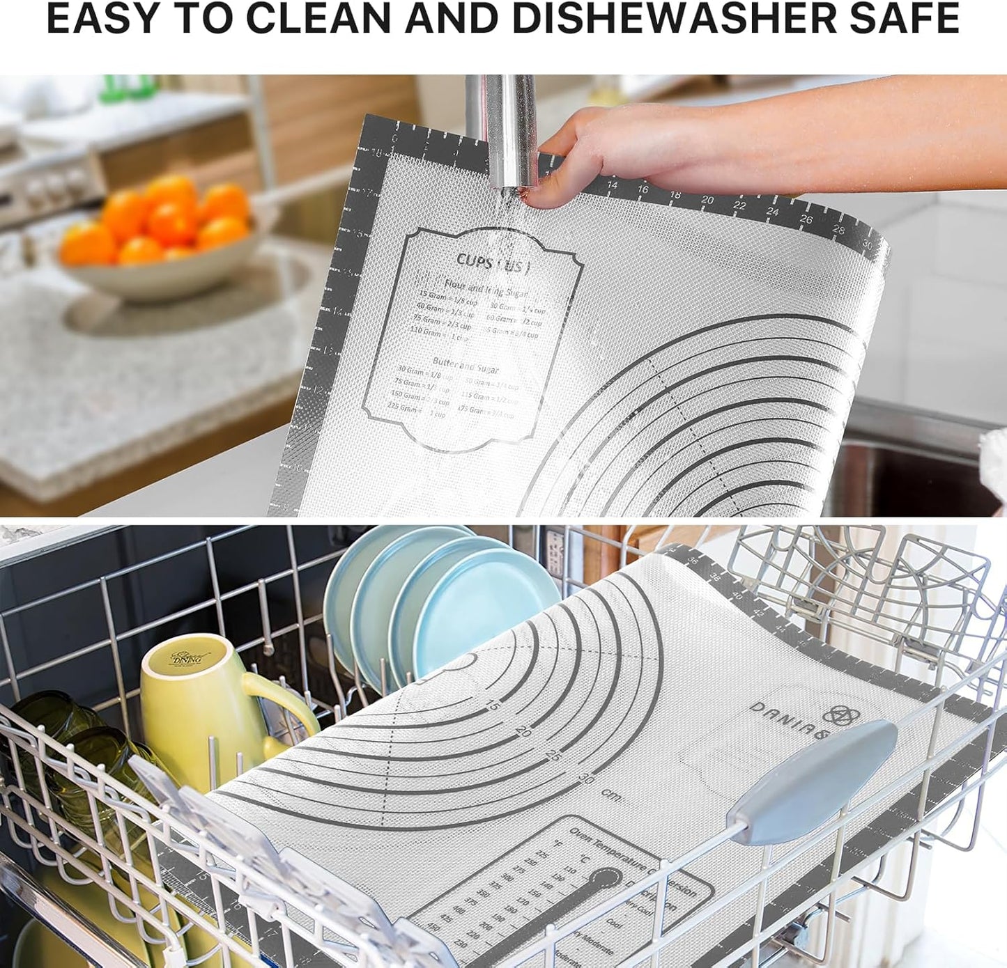 Silicone Mat, 28 x 20inch Extra Large Non-stick Pastry Baking Mat with Measurement, Resuable Thick Cookie Sheet Counter Mat, Dough Rolling Mat, Oven Liner, Fondant/Pie Crust Mat