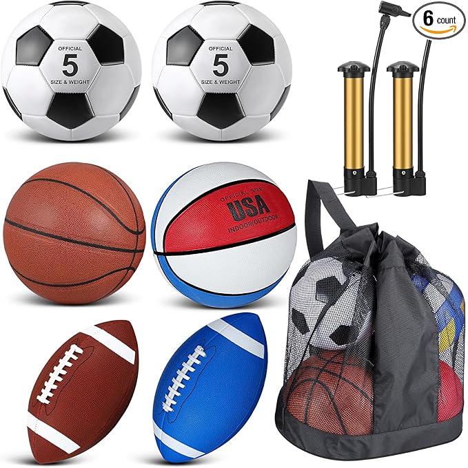 Lenwen 6 Pcs Sport Balls Set for Kids Teens