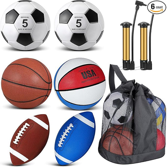 Lenwen 6 Pcs Sport Balls Set for Kids Teens