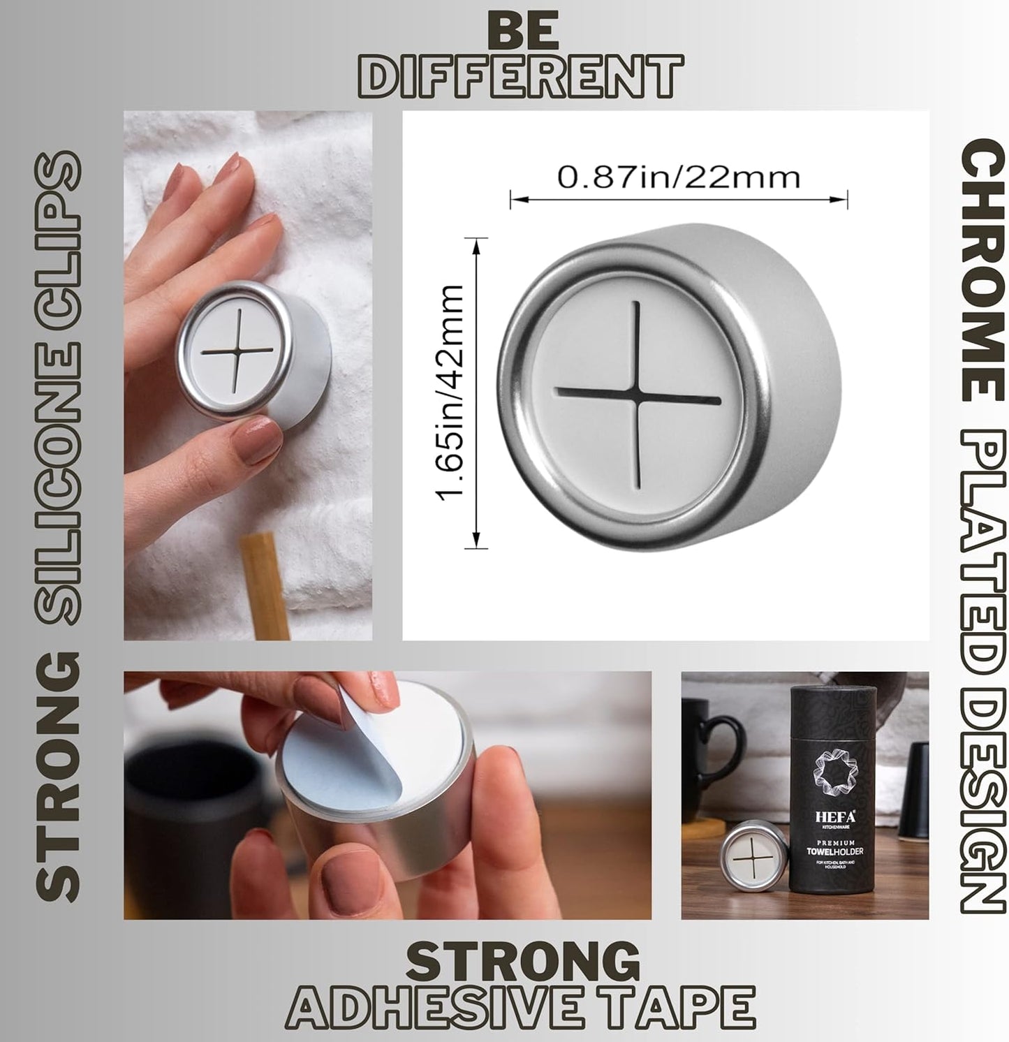 HEFA Towel Holder, Towel Hooks, Dish Towel Holder, Kitchen Organization, Bathroom Accesories, Kitchen Towel Hook, Kitchen Towel Holder, Hand Towel Holder, Kitchen Gadgets 4 Pack, Deep Grey