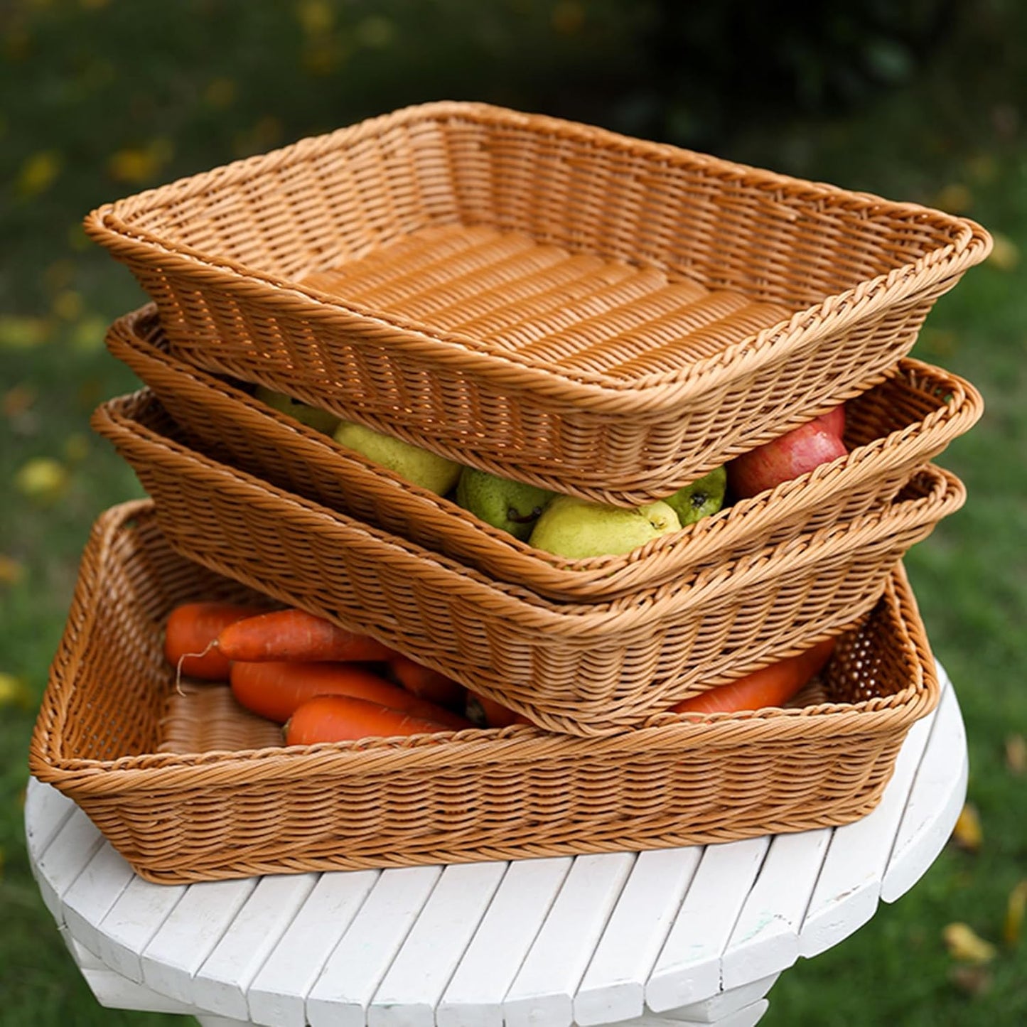 14 "bread basket, fruit basket, imitation wicker hand-woven basket, used as fruit and vegetable, farmer's market display, family restaurant and bakery (3)