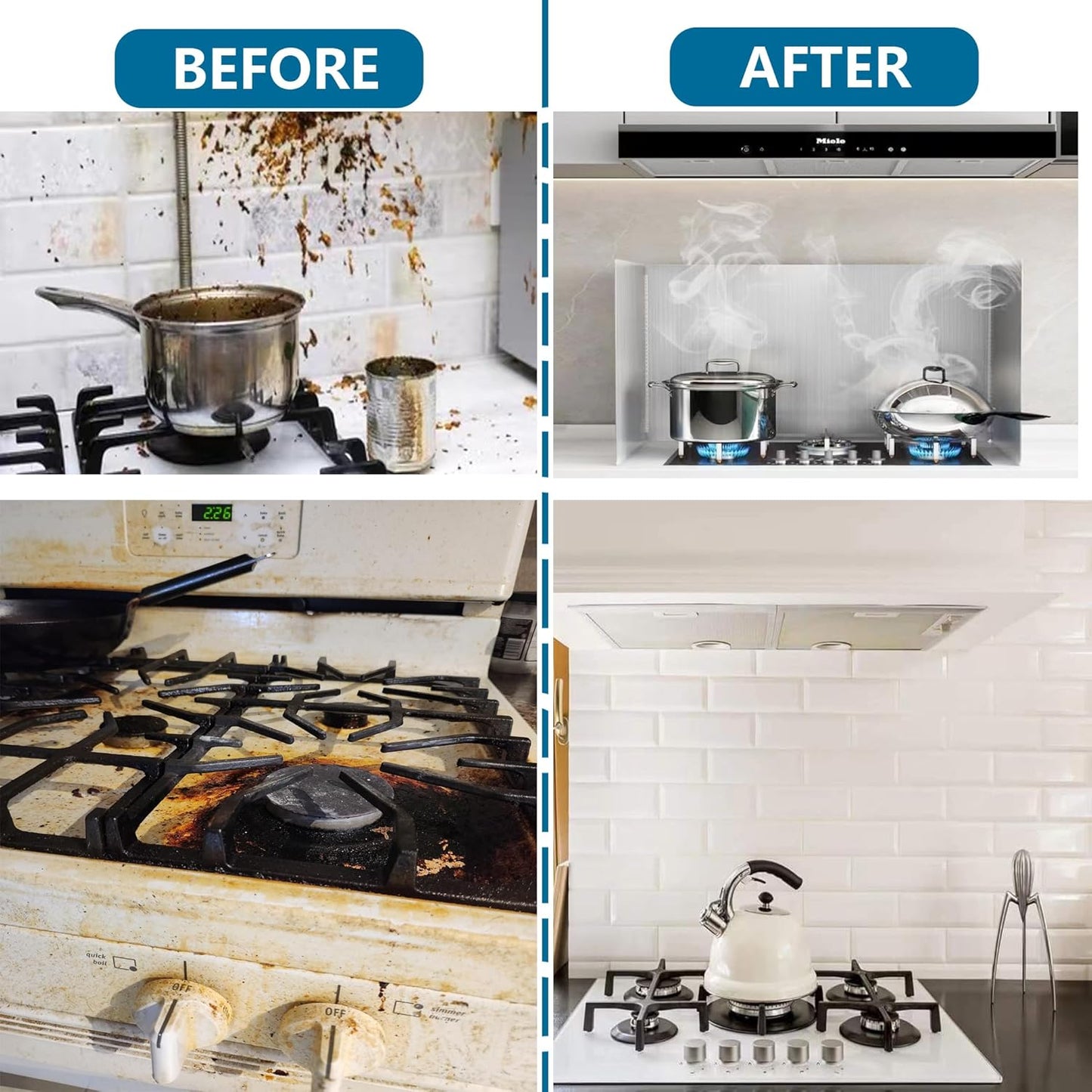 2 PCS Stove Grease Splatter Screens Guard | Range Backsplash Splatter Guard for Wall | 2 Sided Foldable Splash Shield Metal Panel Protector for Cooking, Stainless Steel, 15.7 X 15.7 X 15.7 Inches