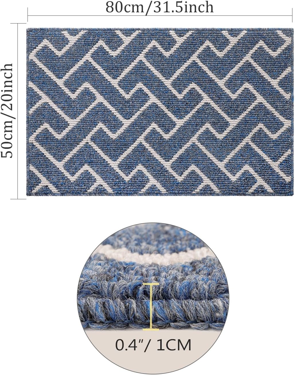 hicorfe Kitchen Rugs and Mats,Kitchen Mats for Floor,20"x31.5" Non Slip Runner Rug,Absorbent Resist Dirt Comfort Standing Mat Machine Washable for Entryway,Hallway,Front of Sink(Navy Blue)