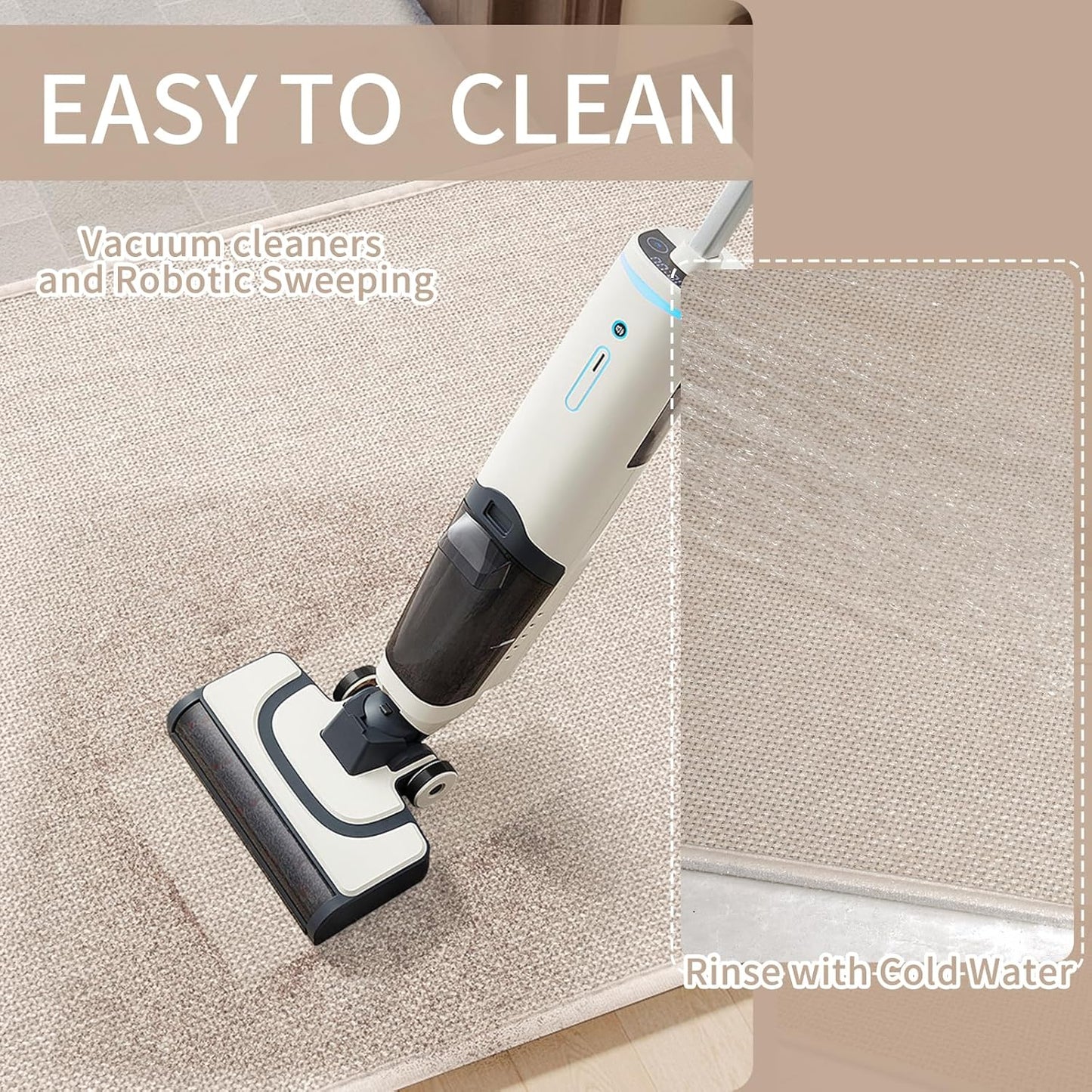 Kitchen mats for Floor Water and Oil Absorbent Runner Rugs for Kitchen, Kitchen Mat in Front of Sink,Non-Slip Kitchen Rugs,Durable Imitation Linen Kitchen Rug Beige 17x30+17x59