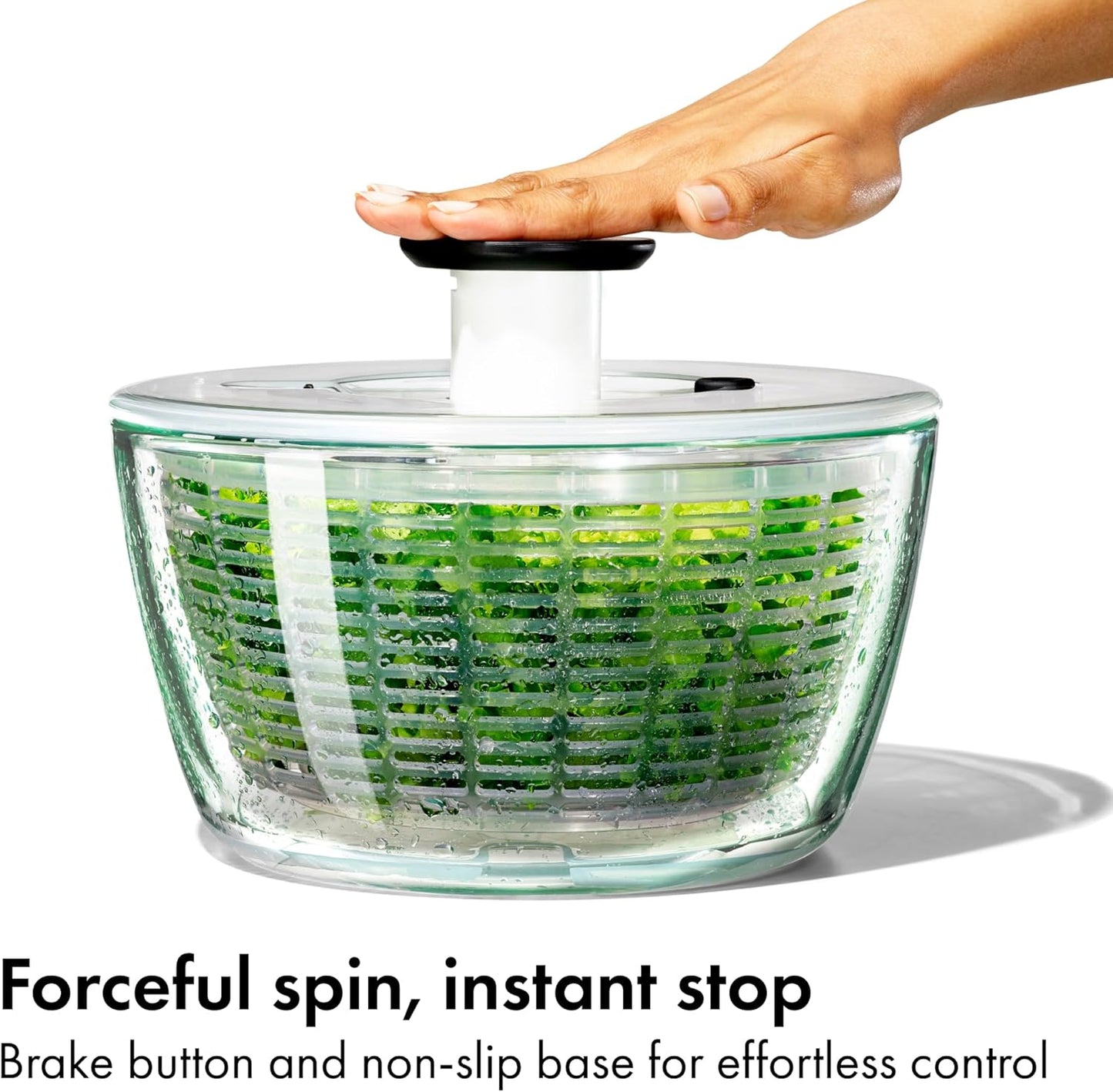 OXO Good Grips Glass Salad Spinner - Large 6.22-Qt Lettuce & Fruit Washer, Borosilicate Glass Bowl, BPA-Free, Easy Pump