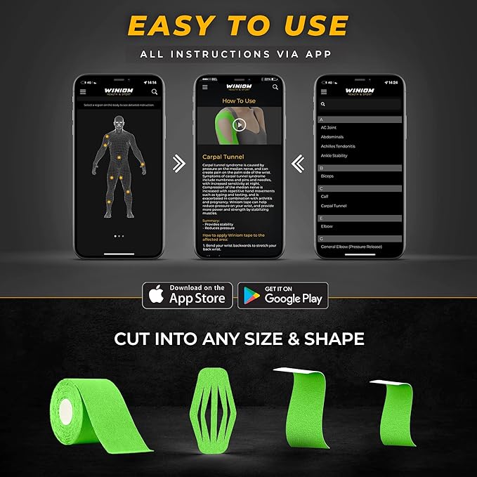 Kinesiology Tape-Incredible Support for Athletic Sports and Recovery + Free Taping Guide-Uncut 2 inch 50 feet Roll (Lime Green + Free Taping Guide, Pack of 1)
