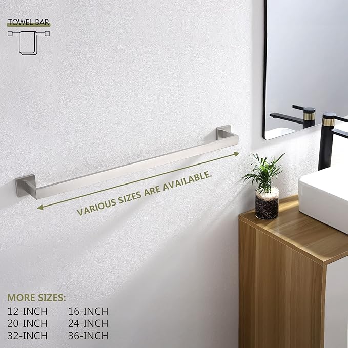 KOKOSIRI 32-Inch Single Towel Bar T-304 Stainless 2 Pack, B4003BR-L32-P2