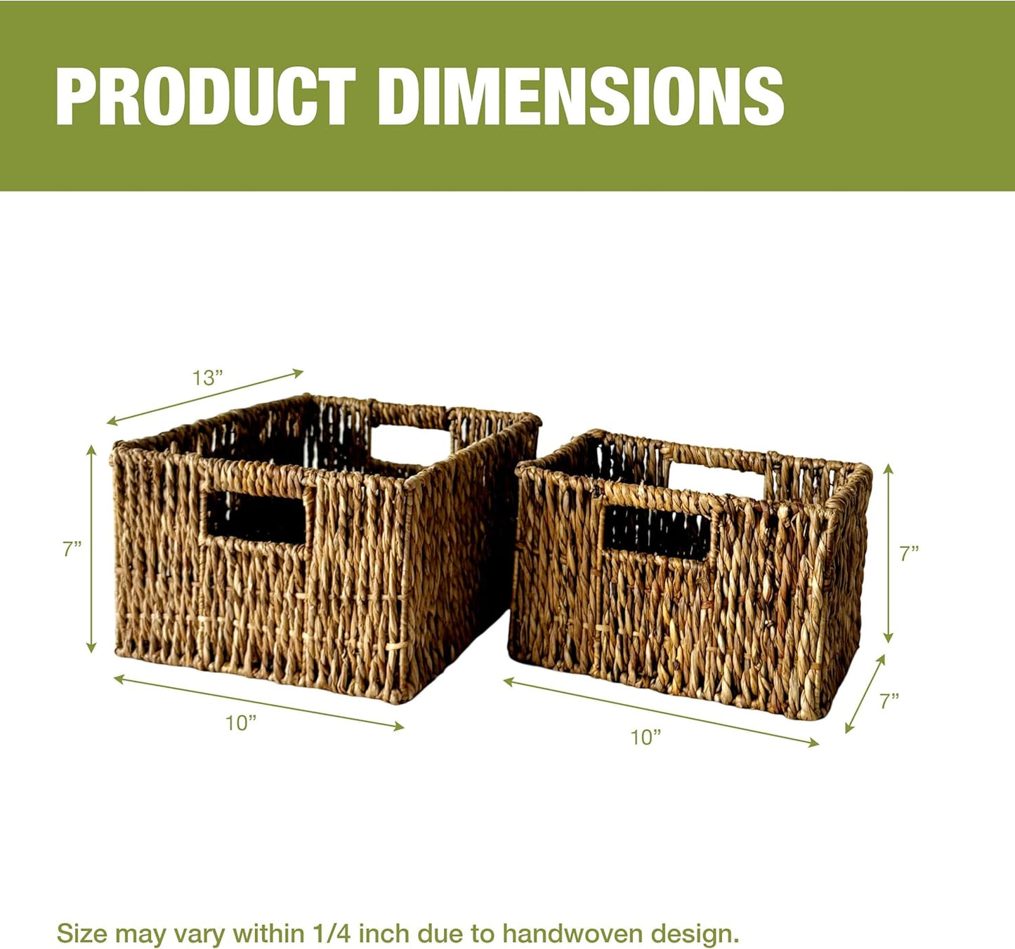 Wicker Basket Set – Stackable Storage Bins for Organizing Pantry & Kitchen – 1 Medium Basket + 1 Small Baskets with Handle – Wicker Storage Baskets for Shelves & More