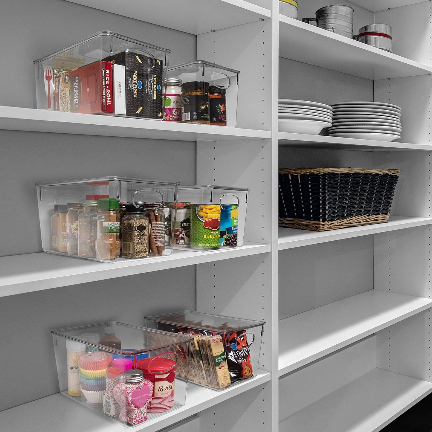 ClearSpace Plastic Storage Bins With lids, 4 Pack – Perfect Pantry Organization and Storage – Fridge Organizer, Pantry Storage Containers and Storage Bins, Cabinet Organizers