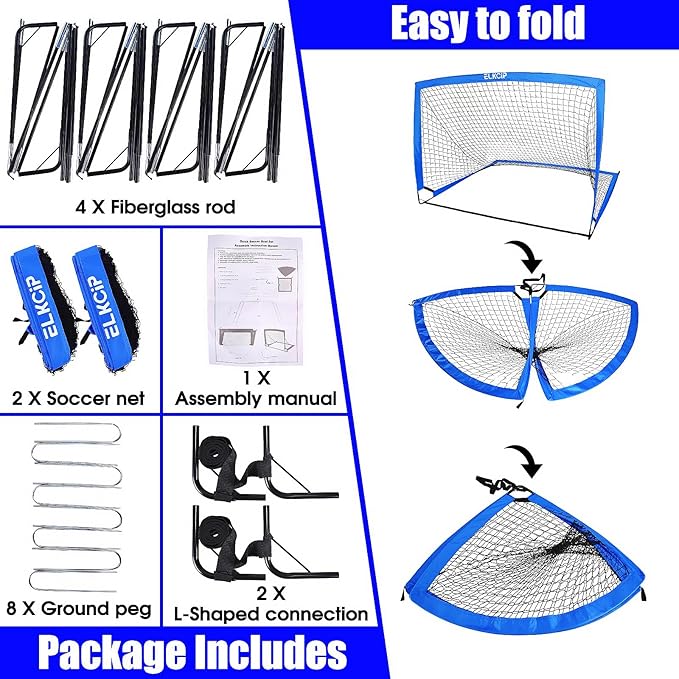 Kids Soccer Goals for Backyard Set of 2 6X4 /4x3 /4x3 ft