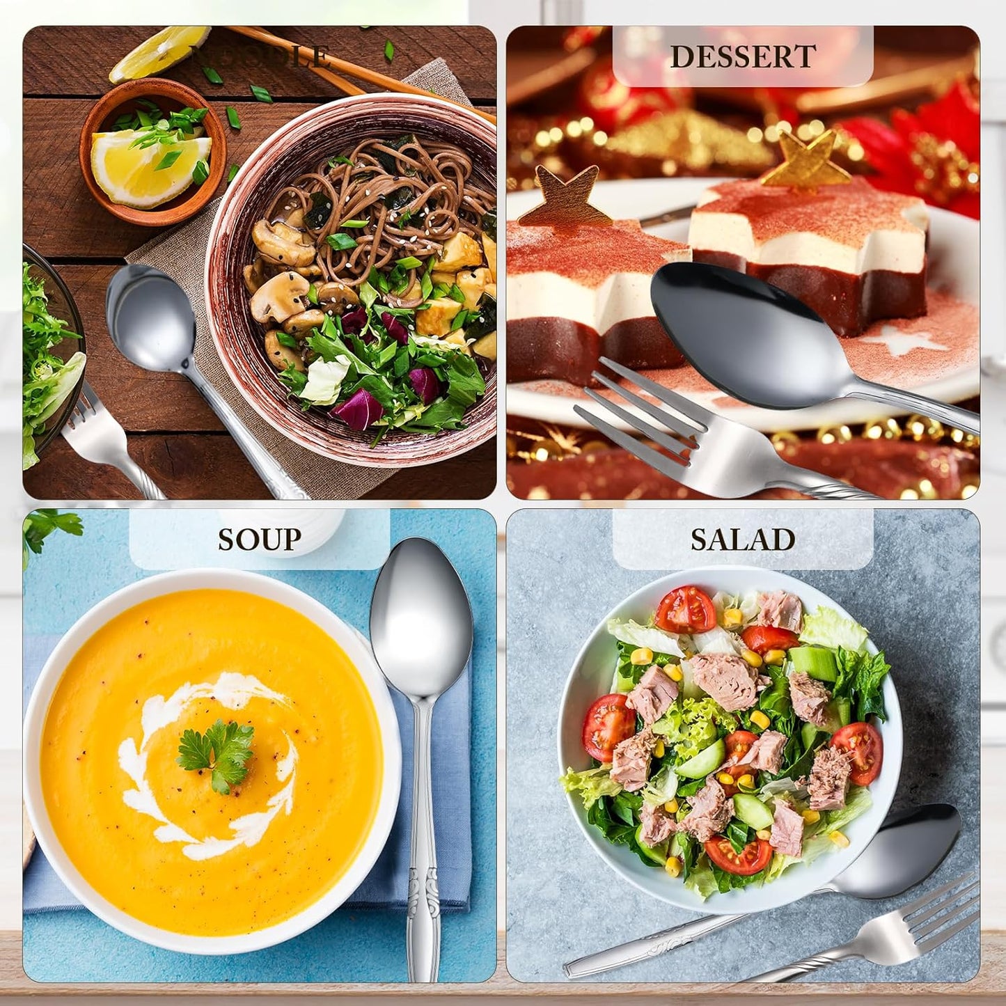 Nuogo 200 Pieces Forks and Spoons Silverware Set Stainless Steel Flatware Cutlery Set Dinner Forks and Spoons Mirror Polished Dishwasher Safe Utensil for Kitchen Restaurant or Home