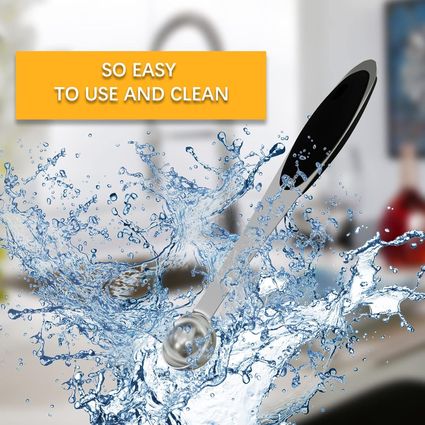 2PCS 1/4 Tsp(1.25ml) Single Measuring Spoon with Black Silicone Grip, Stainless Steel Individual Measure Scoop Only