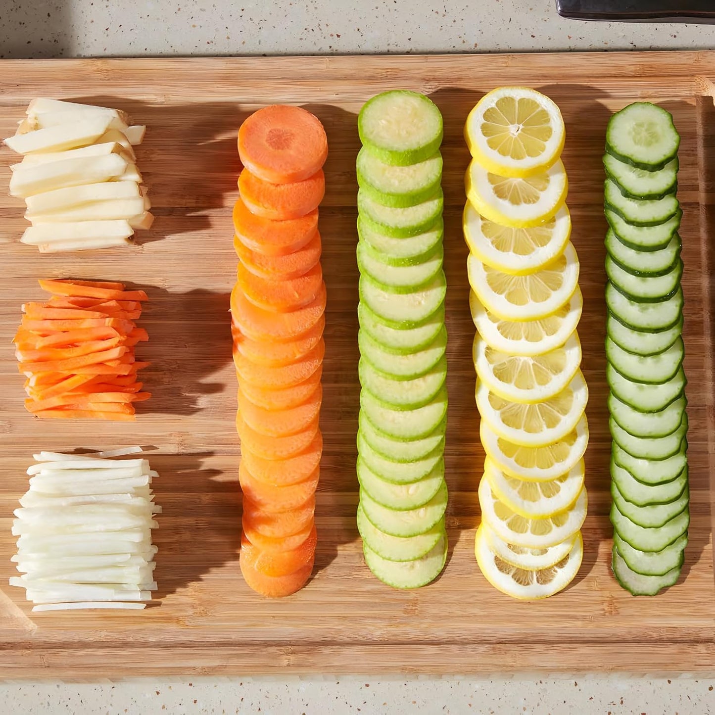 Safe Mandoline Vegetable Chopper With Container for Kitchen, Professional, More with 30+ Presets & Thickness Adjuster, Faster Food Slicer Gadgets for Onion,Potato - Gray