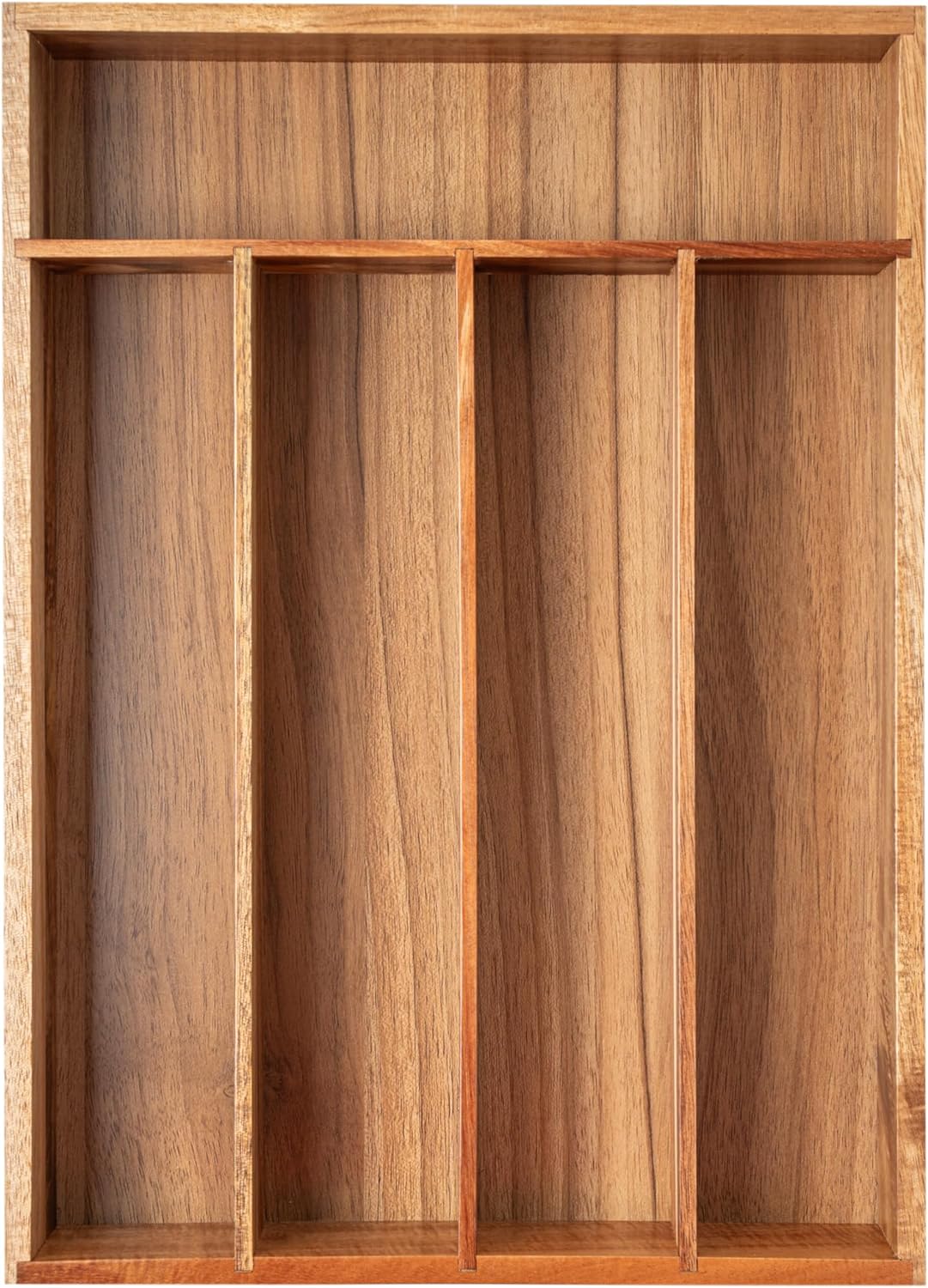 Silverware Organizer Kitchen Drawer Organizer Utensil Organizer Acacia Silverware Holder Cutlery Organizer in Drawer Flatware Organizer Tray(5 slots, Acacia