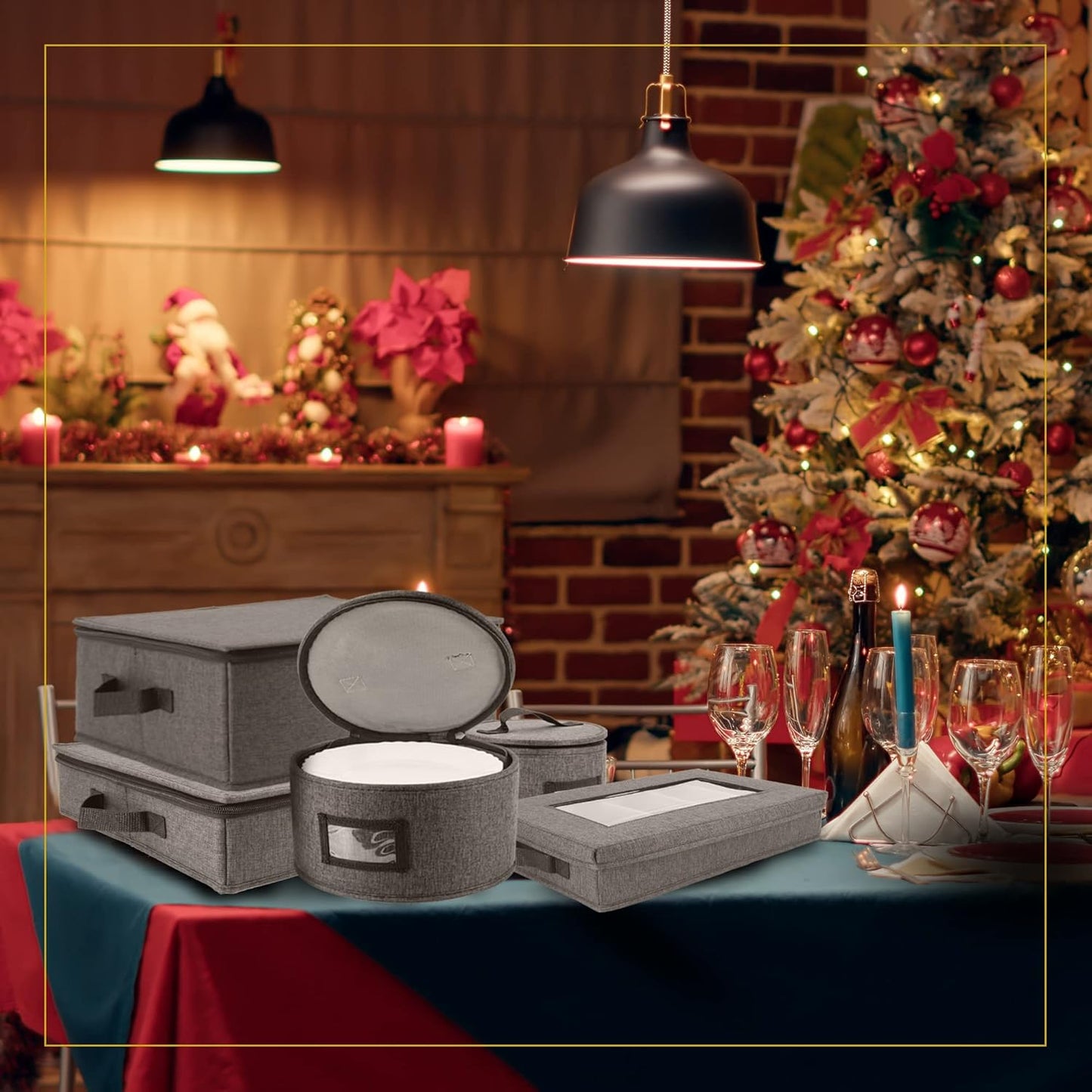 HOMELUX THEORY 5pcs Hard Shell China Storage Containers, Mug Storage Box & Plate Storage Containers, Heavy Duty Dinnerware and Coffee Cup Storage Box with Lid for Packing Dinner Plates and Glassware