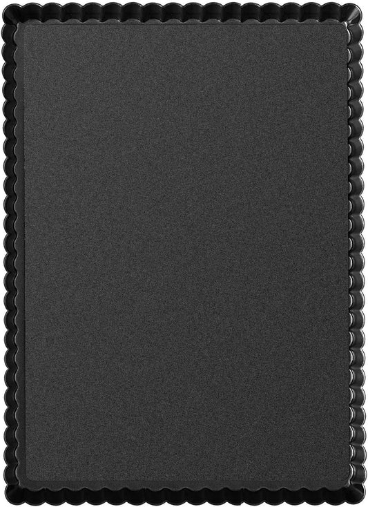 Rectangular Tart Pie Pan Flan Quiche Cheese Molds with Removeable Release Bottom Fluted - 12.8 x 8.5 Inch