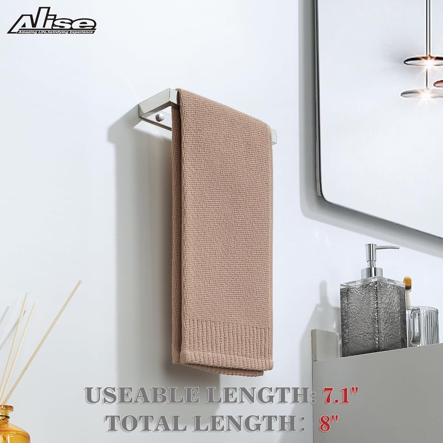 Alise Bath Towel Bar,Wall Mount Towel Holder Towel Rack Towel Hanger for Bathroom Lavatory,8 Inch SUS304 Stainless Steel Towel Rail,Polished Chrome GJF020-C