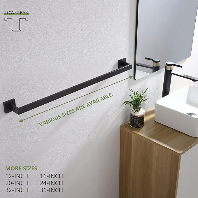 KOKOSIRI 32-Inch Single Towel Bar SUS304 Stainless B4003BK-L32