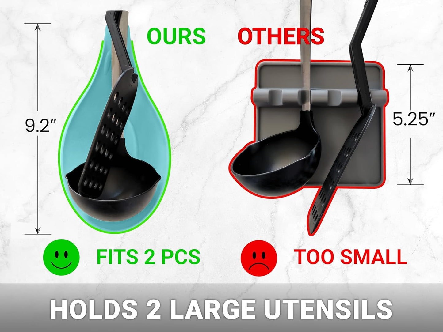 TEAL Silicone Spoon Rest for Stove Top, 1 Piece - HEAT RESISTANT, EASY TO CLEAN Kitchen Spoon Rest for Kitchen Counter, Holds XL Utensils, Safe on GLASS & INDUCTION Cooktops, DOESN’T BREAK if Dropped