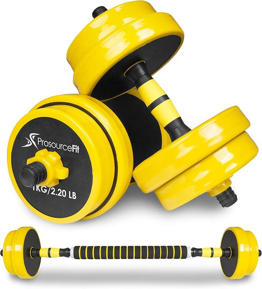 ProsourceFit Adjustable Dumbbell & Barbell Weight Set, 2-in-1 Free Weights Available 44Lbs, Home Gym Equipment