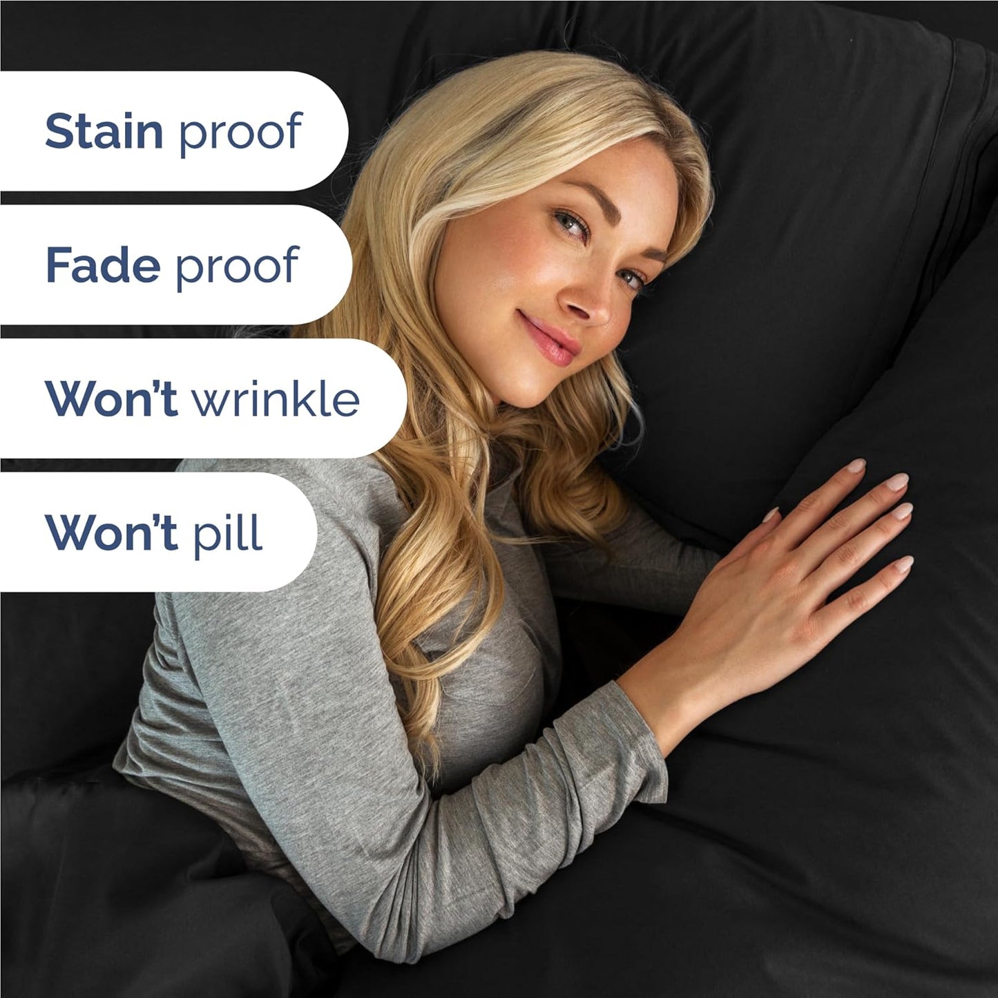 Full Size 4 Piece Sheet Set - Comfy Breathable & Cooling Bed Sheets Set - Hotel Luxury Bedding for Women, Men, Kids, Teens, Boys & Girls - Deep Pockets, Ultra-Soft and Wrinkle Free - Oeko-Tex - Black