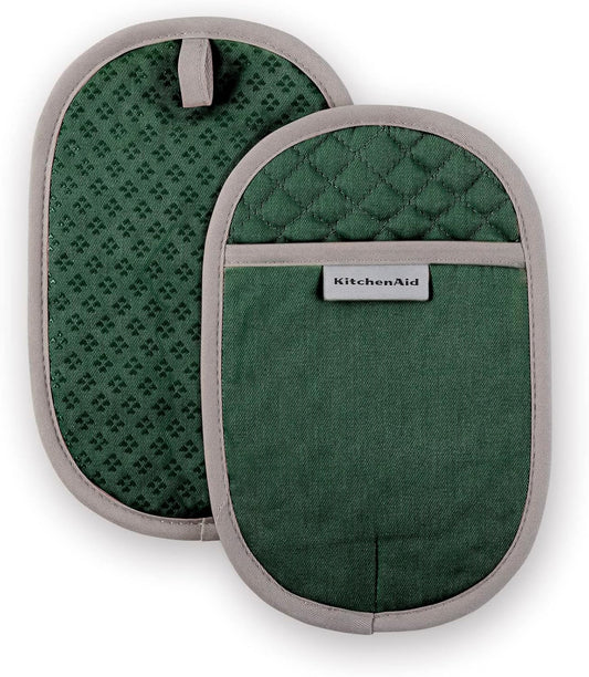 KitchenAid Asteroid Pot Holder 2-Pack Set, Pebbled Palm Green, 6.5"x10"