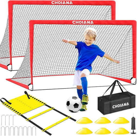 Kids Soccer Goals for Backyard Set of 2 6X4ft Portable