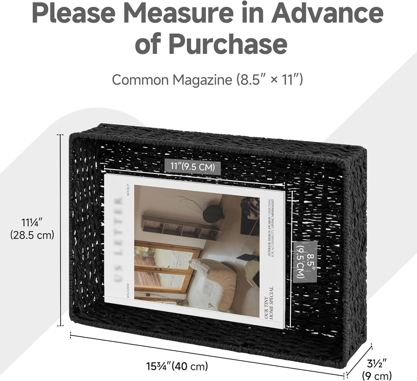 StorageWorks Bathroom Vanity Tray for Countertop, Bathroom Counter Tray for Decorative, Toilet Paper Baskets, Black, Larger, 2 Pack