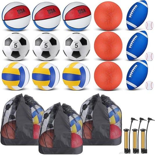 Leyndo 18 Pcs Bulk Sport Balls Set Basketball