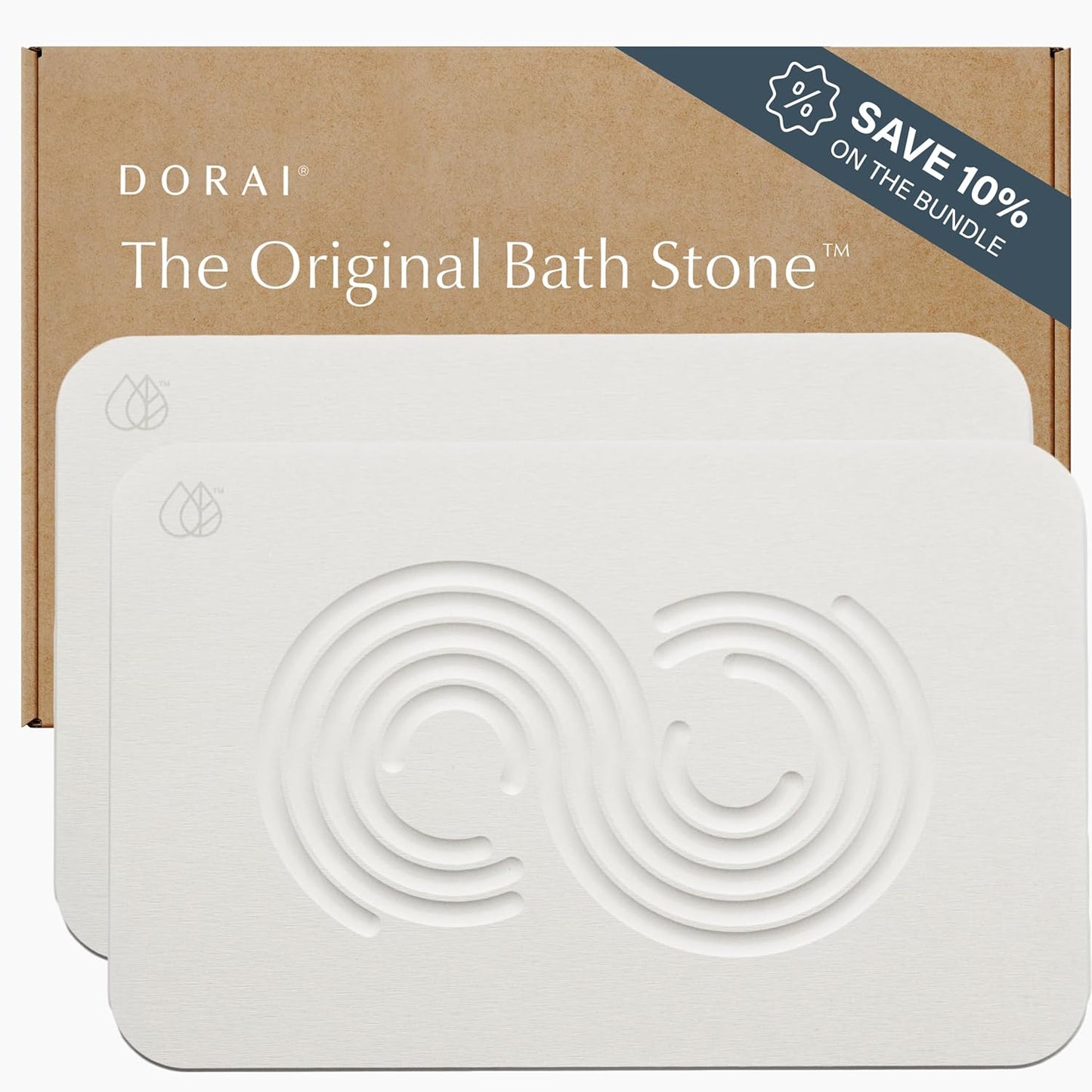 Dorai Home Bath Stone Mat 23.6"x15.4"| Luxury Diatomite Stone Bath Mat |Quickly Removes Water | Non-Slip, Quick-Dry Stone Bath Mat for Bathroom | Zen Sandstone - 2 Pack