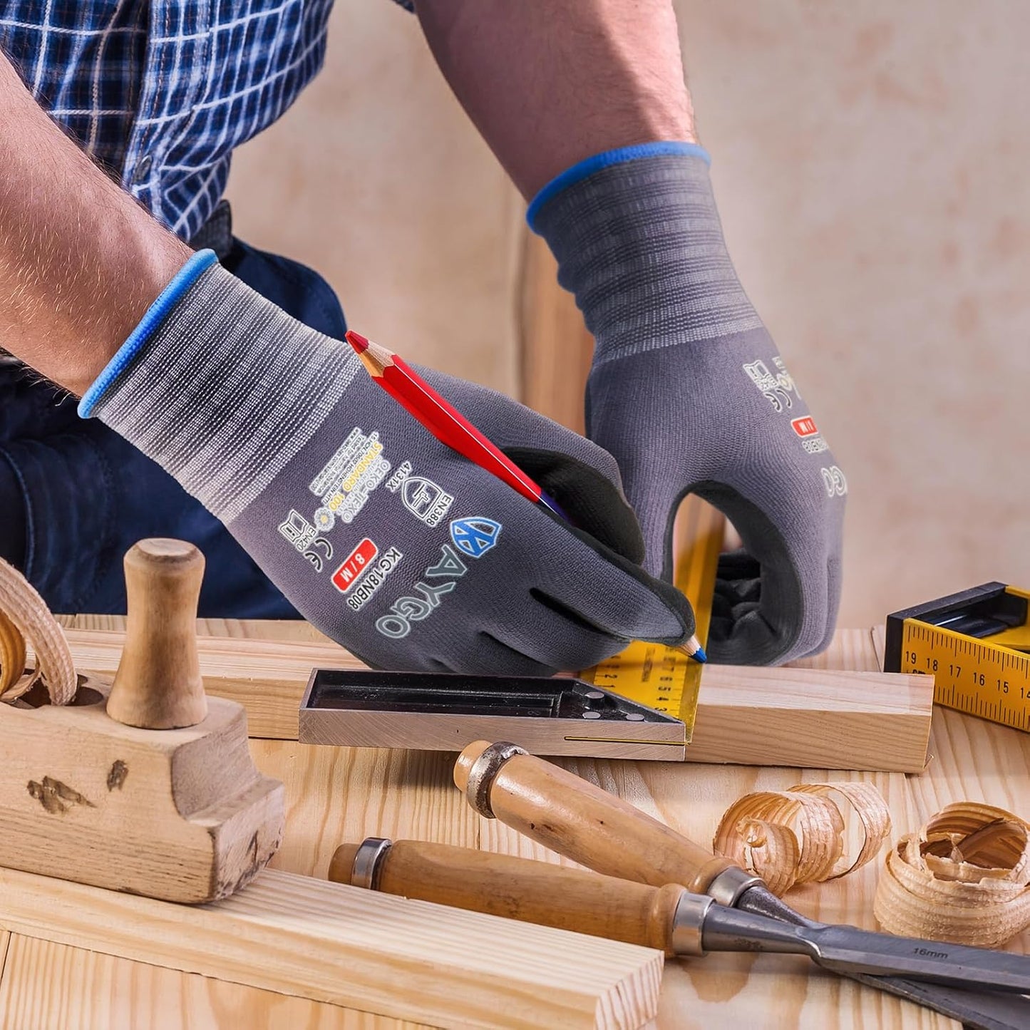 KAYGO Safety Work Gloves MicroFoam Nitrile Coated, 12 Pairs KG18NB,Seamless Knit Nylon Glove for Men and Women, Ideal for Automotive,Warehouse,Construction (Medium, Gray)