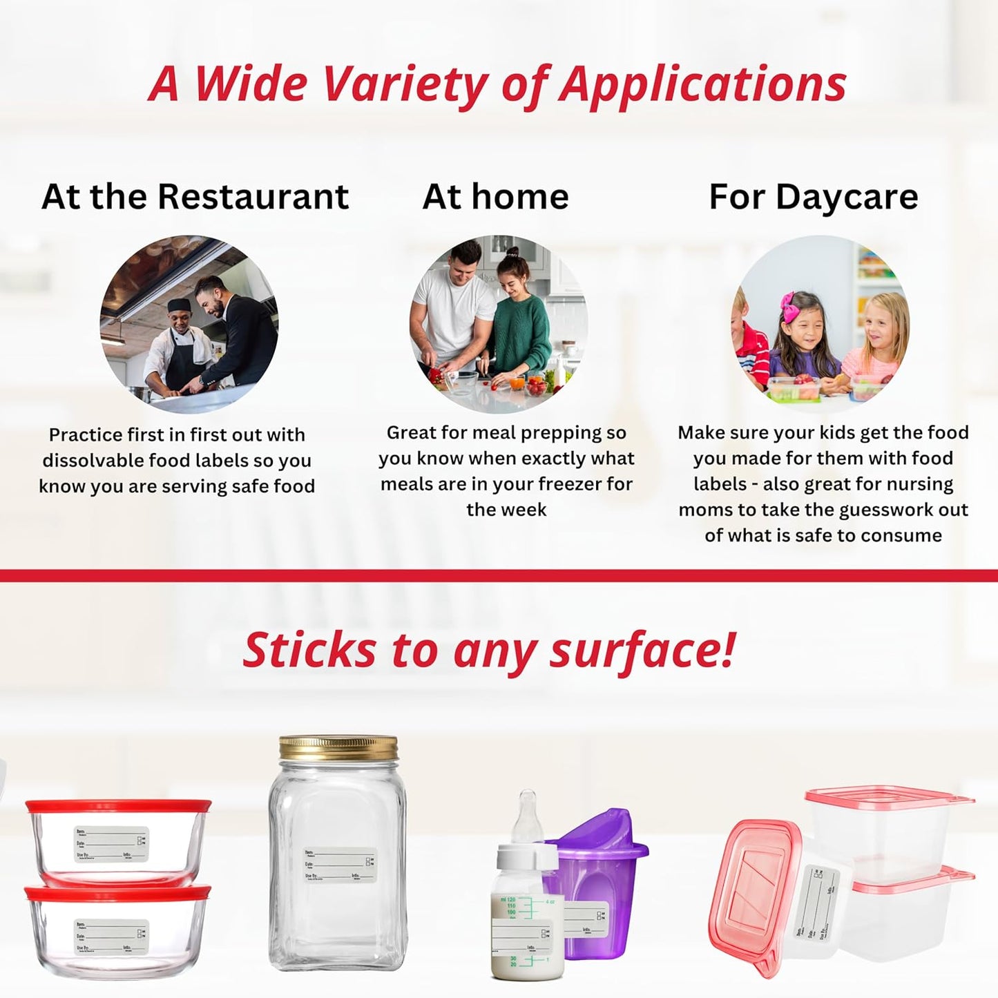 2x1 Dissolvable Food Labels, 250 Label Stickers, Bottle Labels for Storage Bins, Sticker Labels for Food containers, (250, Blank)