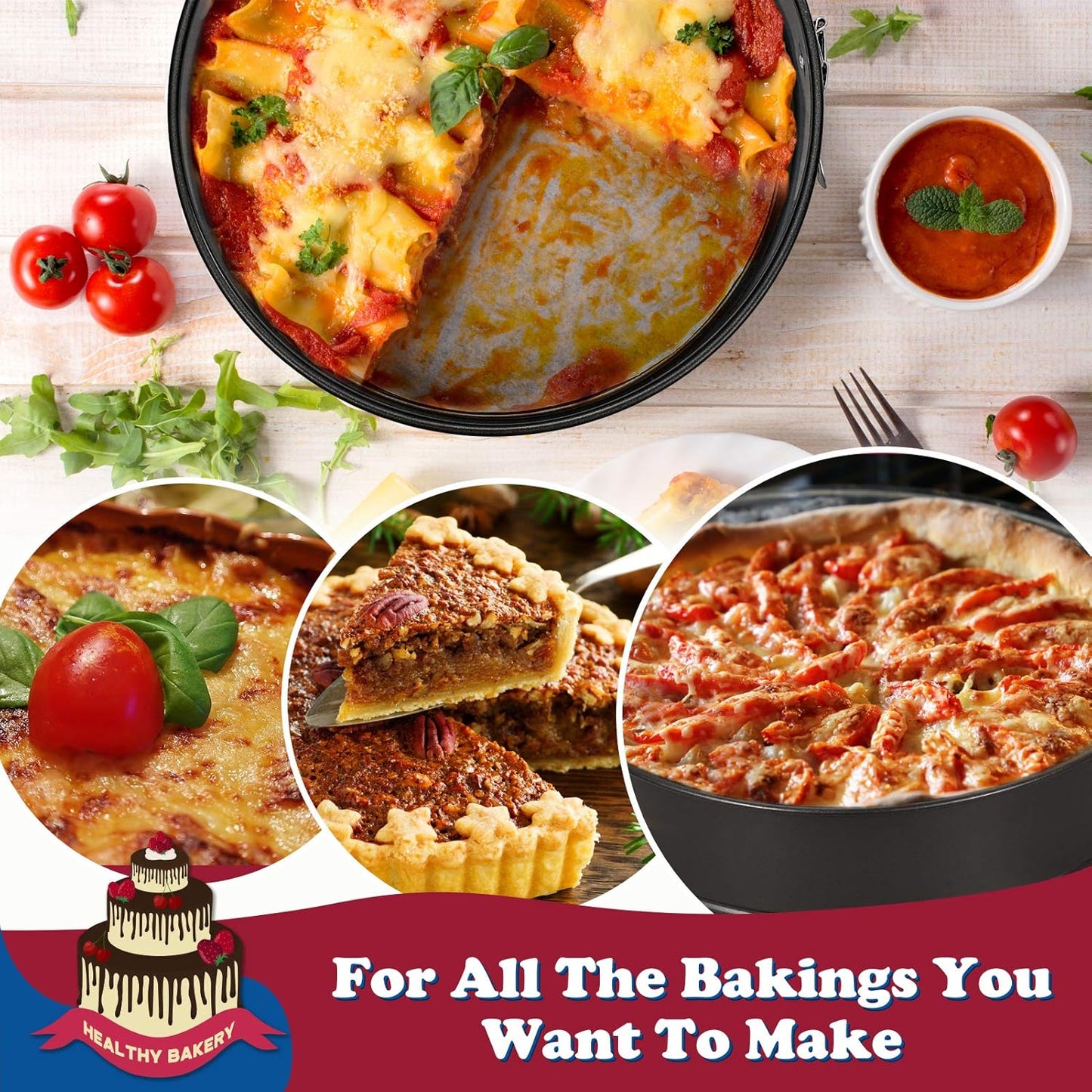 Hiware 9 Inch Non-stick Cheesecake Pan Springform Pan with Removable Bottom/Leakproof - Black