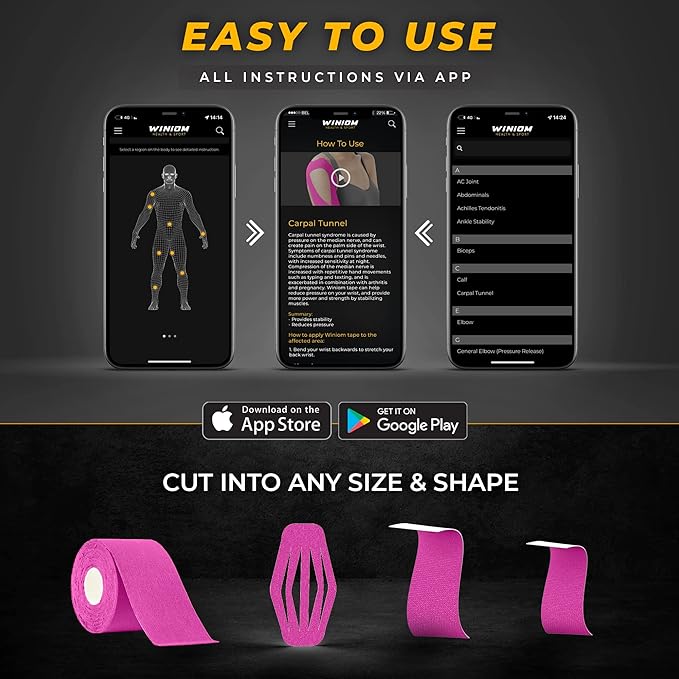 Kinesiology Tape-Incredible Support for Athletic Sports and Recovery+Free Taping Guide-Uncut 2 inch 16.4 feet Roll (Wild Pink + Free Taping Guide, Pack of 1)