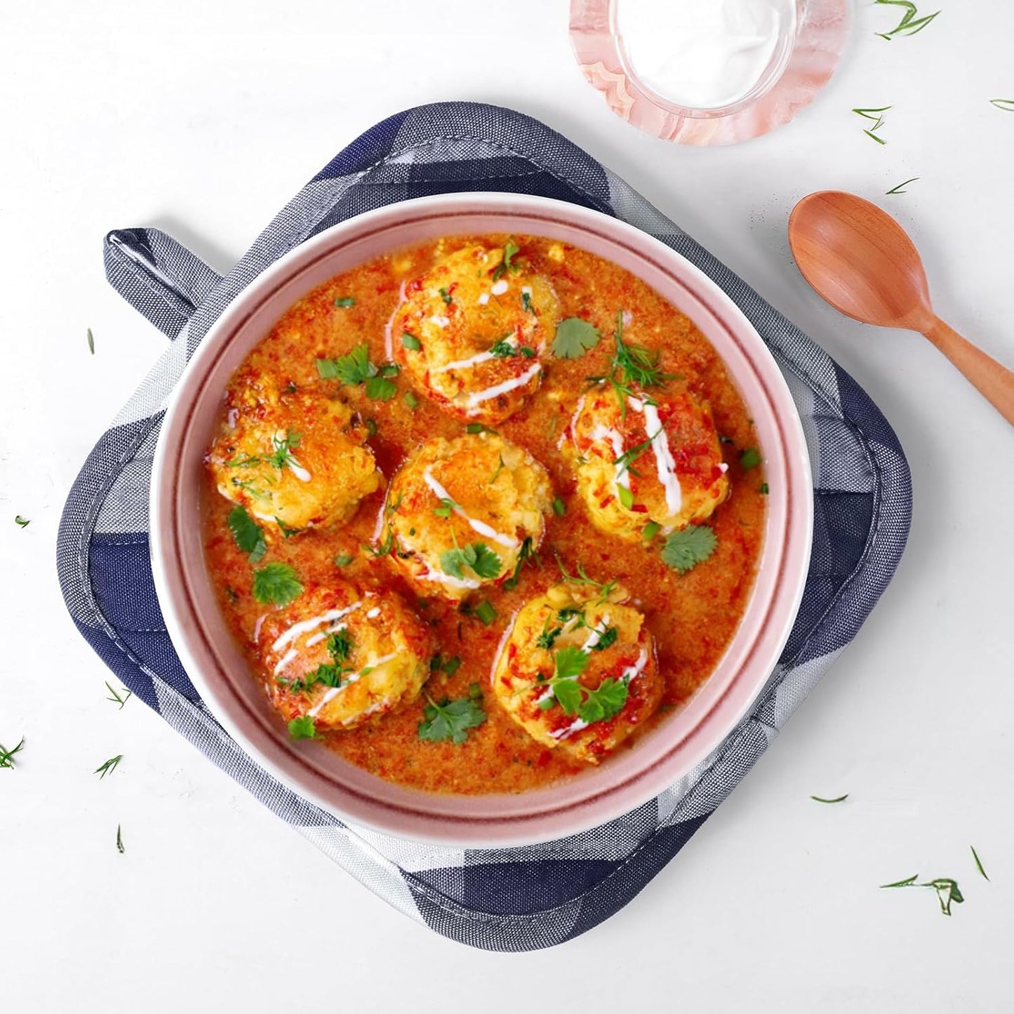 Cotton Pot Holders for Kitchen Heat Resistant Potholder, Hot Pads, Trivet Coaster Non-Slip Potholders Set for Cooking and Baking (2, Blue Plaid, Square，8.27 in²)