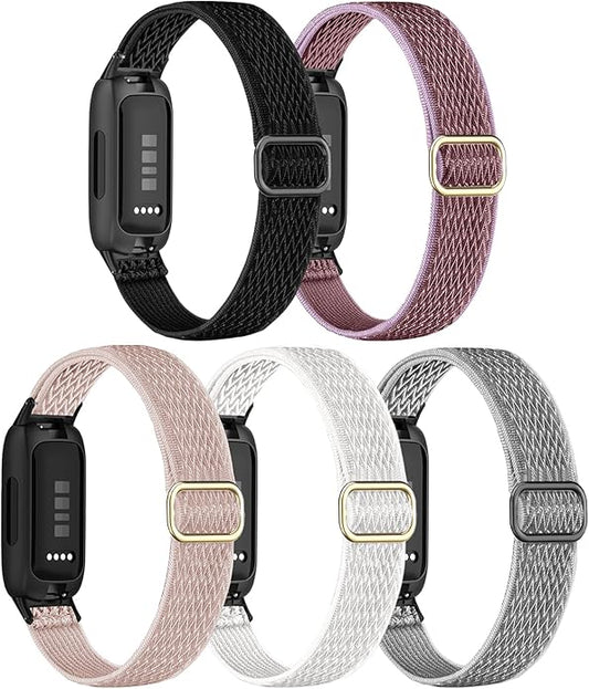 5 Pack Stretchy Nylon Compatible with Fitbit Inspire 3 Bands for Women Men, Elastic Adjustable Soft Sport Strap Replacement Wristband for Fitbit Inspire 3 Bands/Fitbit Inspire 2