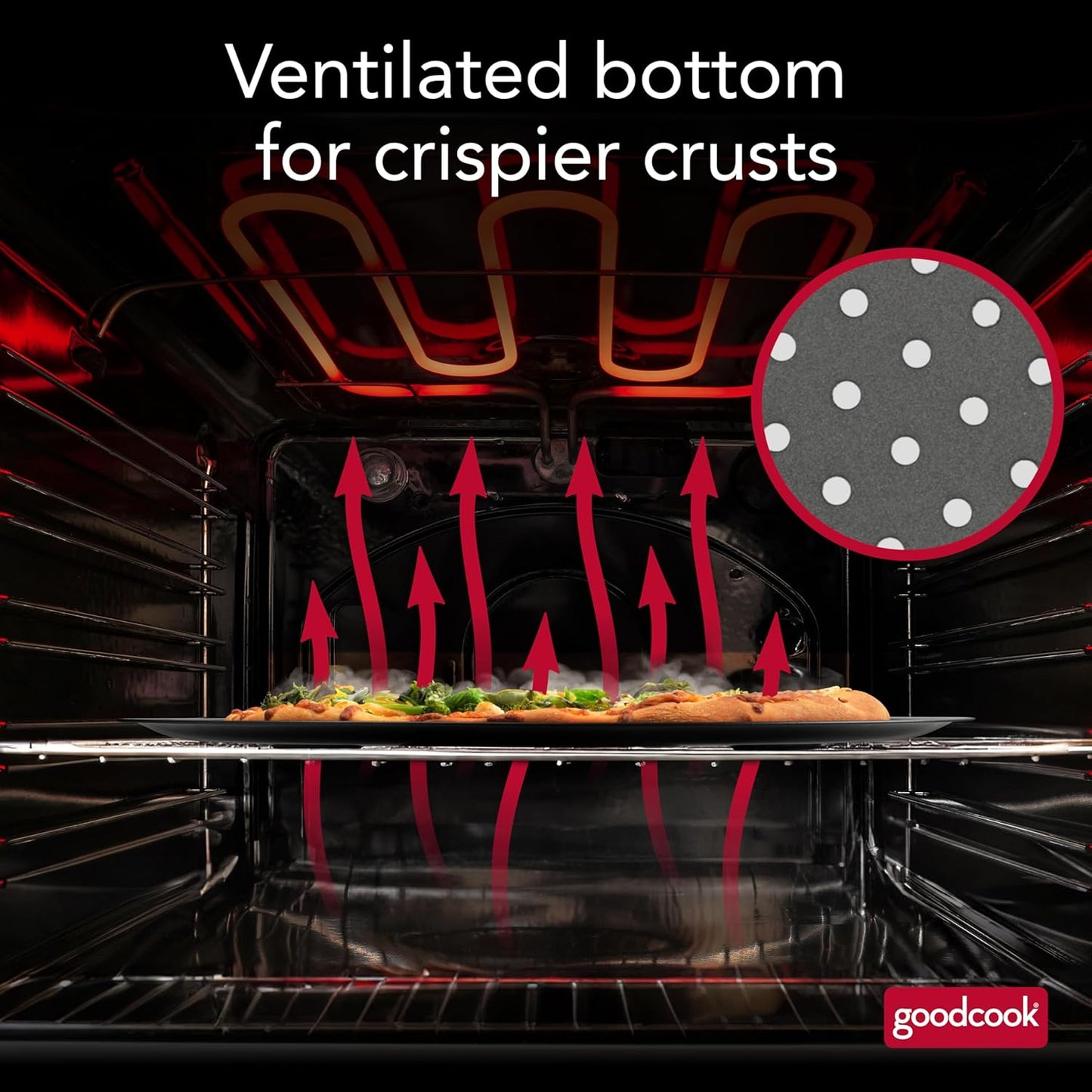 GoodCook AirPerfect Nonstick 16” Pizza Pan – Pizza Tray for Oven, Perforated Round Pizza Pan, Carbon Steel Baking Pan, Homemade, Frozen & Leftover Slices