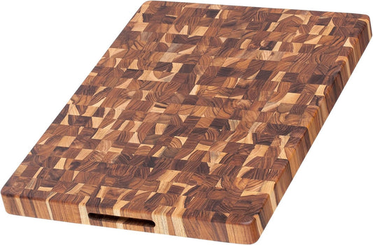 Teakhaus Butcher Block Cutting Board - Large Wooden Cutting Board - Teak End Grain Wood - Knife Friendly - FSC Certified