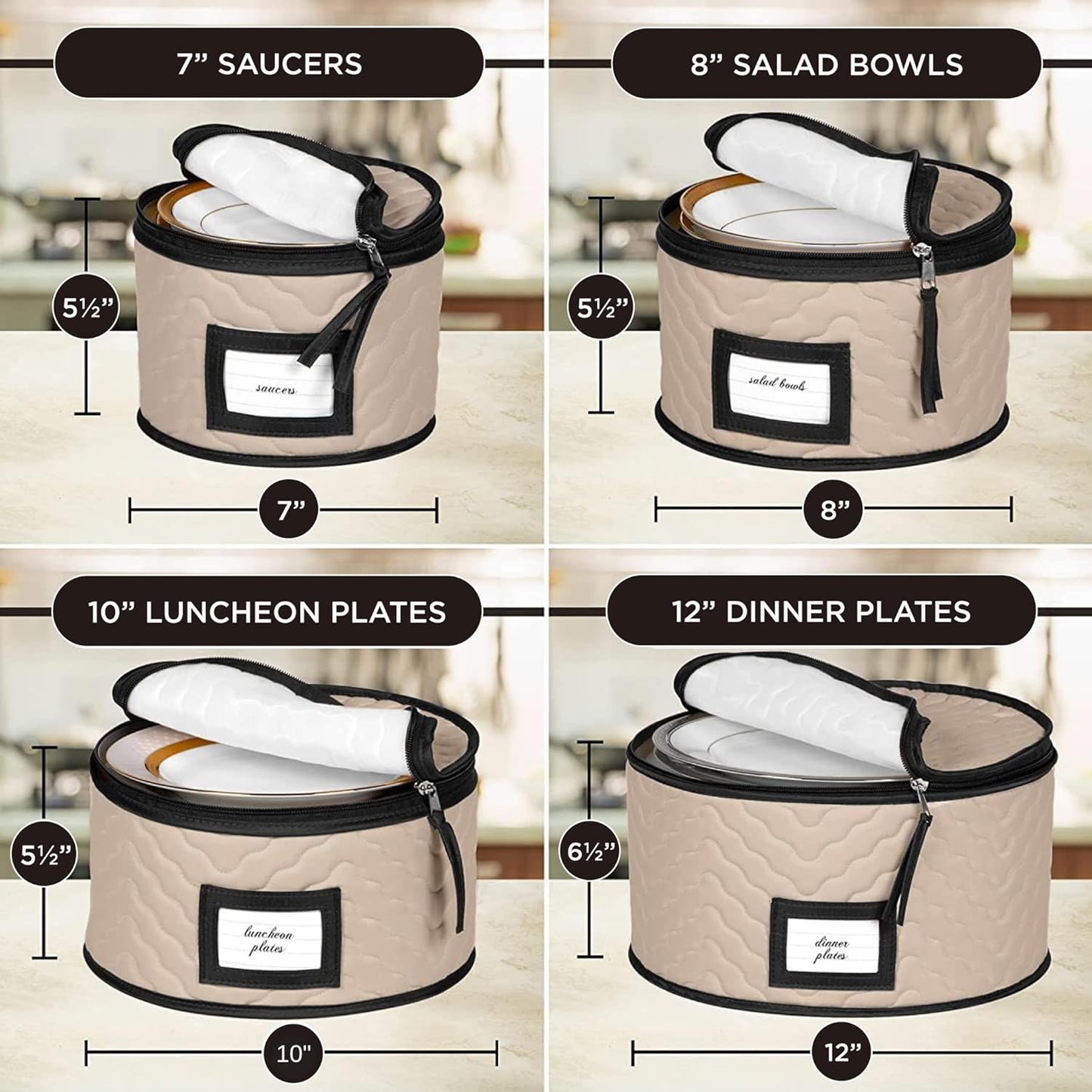 China Storage Containers 5-Piece Set Moving Boxes for Dinnerware, Glasses, Plates, Mugs and Saucers Sturdy Quilted Microfiber Dish Organizer with Dividers for Seasonal Storage - Brown