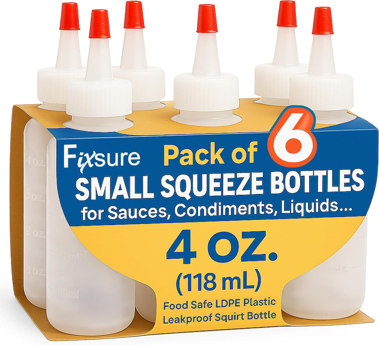 Plastic Squeeze Bottles with Red Tip Cap, 4 Oz Squirt Bottle For Ketchup, BBQ, Sauces, Syrup, Condiments, Oil, Pancake, Cookie Decorating, Dressings, Travel, Camping, Lab, Arts and Crafts (1)