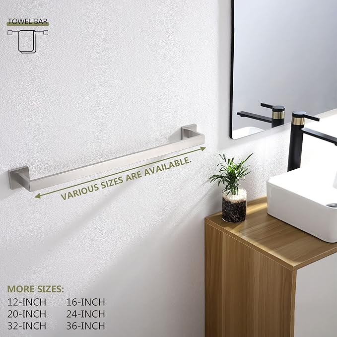 KOKOSIRI 24-Inch Single Towel Bar 2 Pack, B4003BR-L24-P2