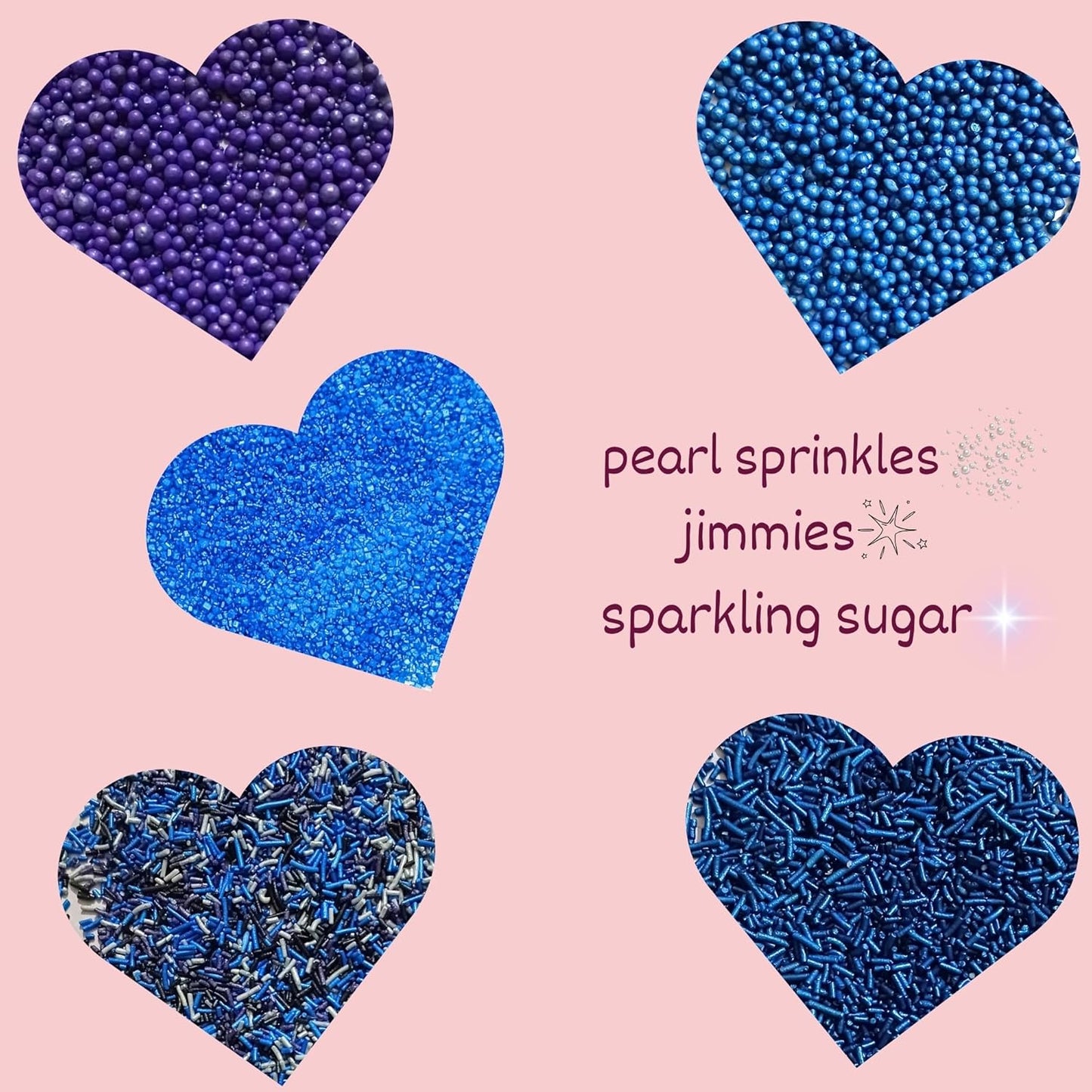 Confect Edible Cake Sprinkles – Decorating Mix | Navy & Blue Purple Pearls, Silver & Black Jimmies, Blue Sparkling Sugar | Sprinkles for Cake, Cupcake & Cookie Decoration - Vegan, Gluten-Free, Nut-Free, Soy-Free, Dairy-Free, Palm Oil-Free-5 Oz