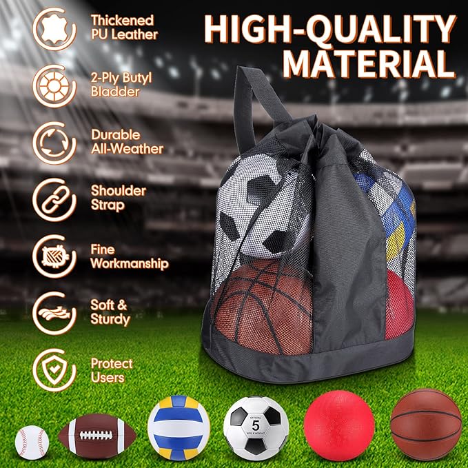 Leyndo 18 Pcs Bulk Sport Balls Set Basketball