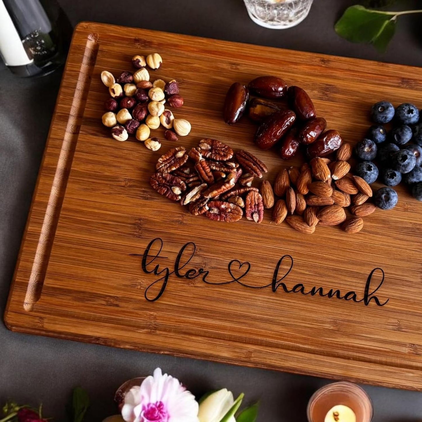 Handmade Personalized Cutting Board - Unique Christmas, Wedding, New Home, and Bridal Shower Gifts - Christmas Gifts - Engraved Charcuterie Boards - Bamboo Cheese Board