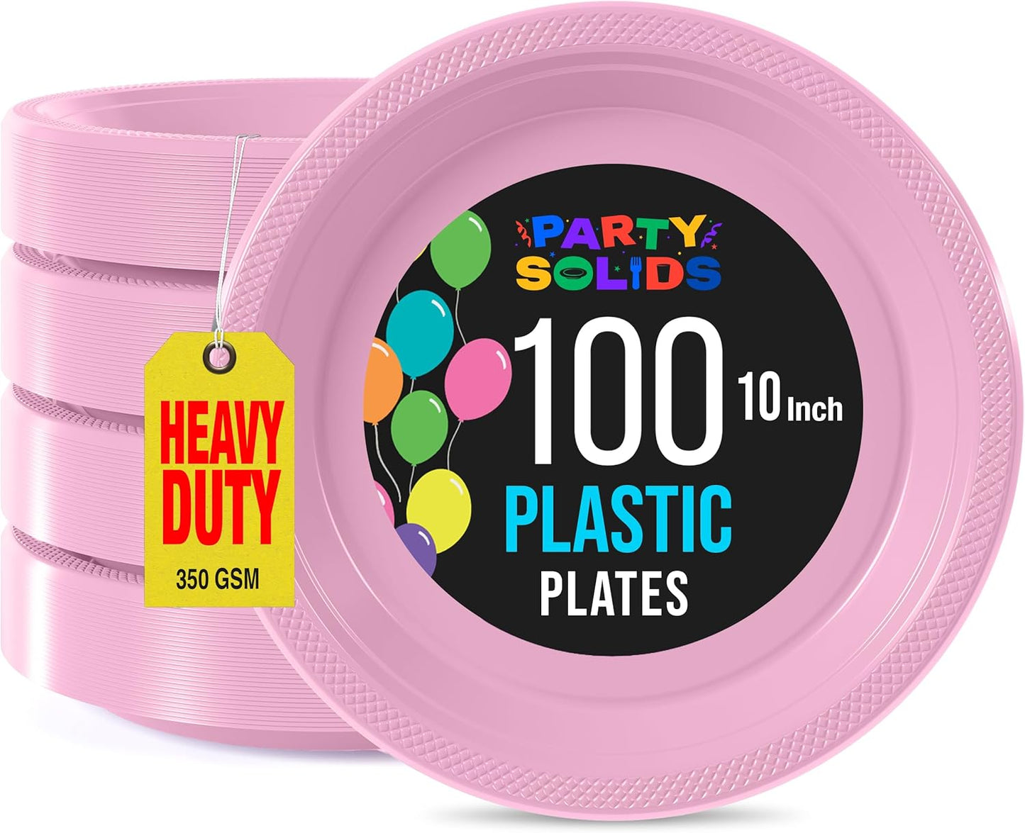 Exquisite Party Solids Pink Plastic Plates For Party 10" Pink Disposable Plates Heavy Duty Supplies 100 Pcs Plastic Dinnerware Sets Heavy Duty 350 GSM Disposable Dinnerware Set