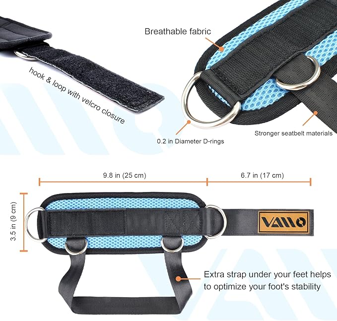 VAIIO Ankle Straps for Cable Machines,Adjustable Comfort fit Neoprene, Reinforce Double D-Ring - Premium Ankle Cuffs to Improve Abdominal Muscles, Lift The Butts, Tone The Legs for Men & Women